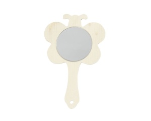 Oglinda de mana, din lemn, model floare, 9 cm 579500 Creativ Company