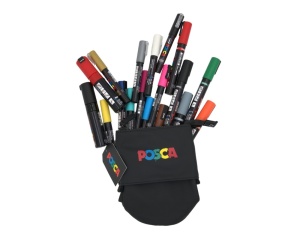 Penar Cilindric Negru cu 18 Markere Posca