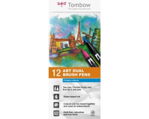 Set 12 markere Dual Brush in culori primare, Tombow, TB-ABT-12P-1