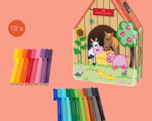 Set 18 carioci connector ferma animalelor Faber-Castell FC155539