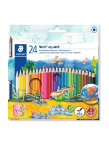 Set 24 creioane pentru acuarela Noris Aquarell Staedtler + pensula 144 10NC24
