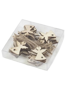Set 24 ornamente din lemn, model Ingeri Creativ Company 54465