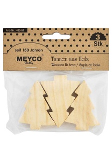 Set 3 braduti din lemn 5.5 cm Iarna Meyco 405-51