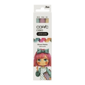 Set 3 markere cu cerneala pe baza de alcool, Copic Ciao Layer & Mix Paleta Vibranta, 220750307