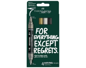 Set 4 markere acrilice Multimark negru-alb-gri-auriu blister Faber-Castell FC186010