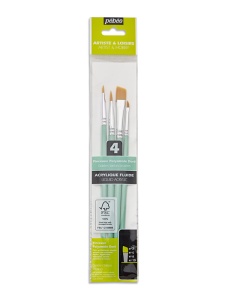 Set 4 pensule, par sintetic, varf oblic Pebeo 952304