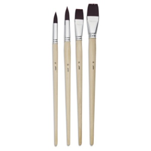 Set 4 pensule Pebeo, 2 varf rotund si 2 varf lat, par sintetic 950402