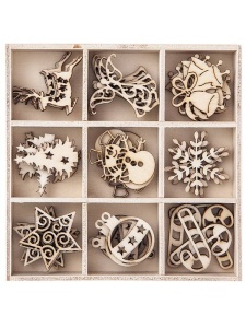 Set 45 ornamente lemn craciun Dp Craft dpdn-062