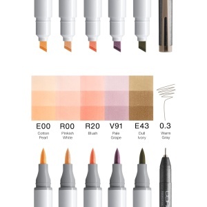 Set 5 markere cu cerneala pe baza de alcool + 1 Multiliner, Copic Ciao Pastel Elegance, 22075582 - Img 2