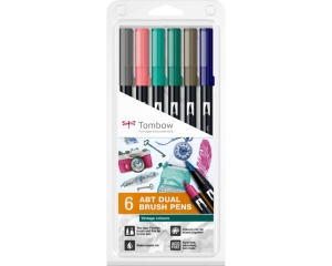 Set 6 markere Dual Brush, Vintage Colours, Tombow, TB-ABT-6P-5