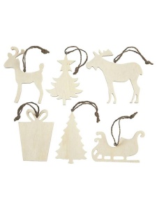 Set 6 ornamente din lemn, motive de Iarna Creativ Company 564040