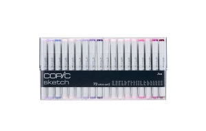 Set 72 markere reincarcabile cu cerneala pe baza de alcool, cu nuante foarte deschise si tonuri naturale, Copic Sketch Set E, 21075159