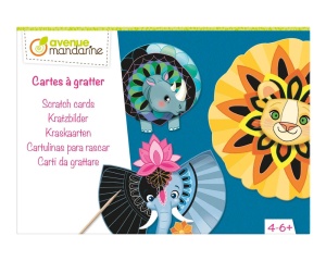 Set creativ cu carduri de razuit, model mandala animale, My Mandarine, cod KC125C