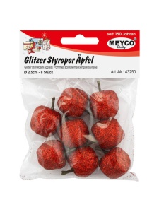 Set mere polistiren cu glitter rosu Meyco
