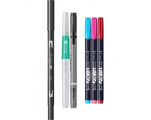 Set Urban Lettering cu markere caligrafice si pensula cu rezervor, Tombow, TB-LS-WSBHS