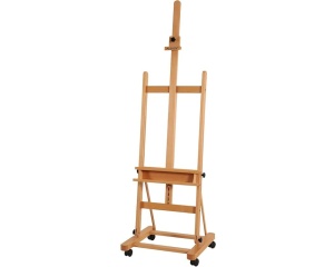 Sevalet Profesional de Studio MEEDEN H-Frame cu Roti si Tavita de Depozitare din Fag Natur, cod AFE-6041-YM