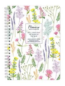Sketchbook cu spira Flowers plante color 120g/mp, 60 file Drasca