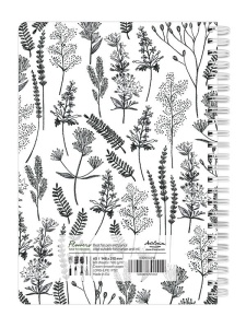 Sketchbook cu spira Flowers plante monocromatic 120g/mp, 60 file Drasca