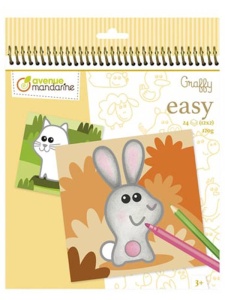 Carte de colorat Graffy Easy Avenue Mandarine - Animale terestre, 24 file, spira GY129C