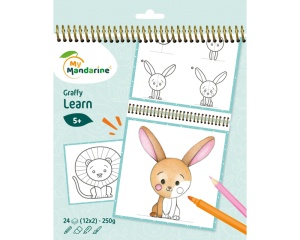 Carte de desen invata sa desenezi animale baby Graffy Learn Mandarine GY176C 24 file 250g
