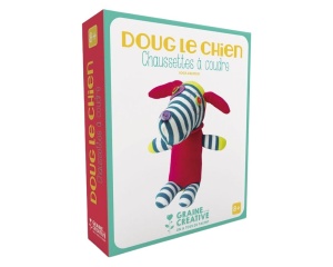 Kit creativ de cusut, catel Doug din sosete, 19 x 18 cm, 750504, Graine Creative