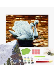 Kit pictura pe numere Mozaic Swans on the Pond GZS1112