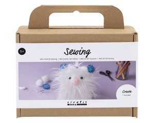 Mini kit de cusut model Monstru de culoare alba, Creativ Company, cod 977678