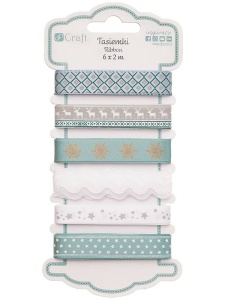 Panglica decorativa satin, set 6 x 2 m, motive de Craciun Dp-Craft DPTA-045