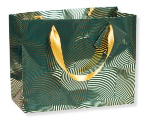 Punga de Cadou 32x13x24,5cm Model cu Dungi Verde/Auriu Premium Clairefontaine 212915C