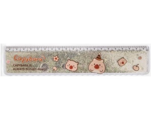 Rigla din plastic cu sclipici argintiu Capibara, 20 cm, DPCA-017, Dp Craft