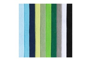 Set 10 coli fetru A4, 2 mm, 100% poliester, Blue Green, 45527 - Img 2