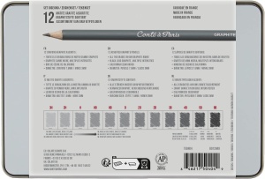 Set 12 Creioane Grafit Cutie Metal Conte 750404 - Img 2
