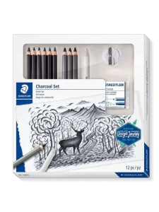Set 12 piese carbune Mars Lumograph Staedtler 61100C