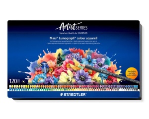 Set 120 creioane colorate acuarelabile Mars Artist, cutie metalica, 104-M120, Staedtler