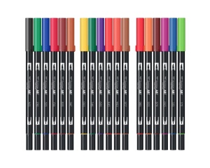 Set 18 markere Dual Brush in culori primare, Tombow, TB-ABT-18P-1