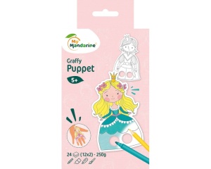 Set 24 figurine de colorat, printi si printese, Graffy Puppet, Avenue Mandarine, GY008O