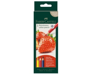 Set 3 creioane colorate cu mina 3,8 mm, culori de baza, Polychromos, Faber-Castell, FC210055