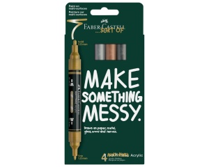 Set 4 markere acrilice multimark culori metalizate blister Faber-Castell FC186004