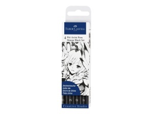 Set 4 Pitt Artist Pen Black Faber Castell 267121