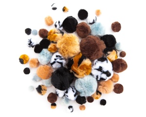 Set 56 buc. pompoane animal print DP Craft KSPO-011