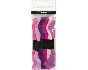 Set 6 fire de broderie, 1 mm, nuante de mov si lila, 412720, Creativ Company
