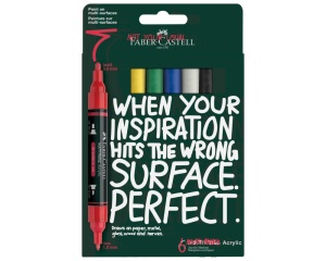 Set 6 markere acrilice Multimark culori de baza blister Faber-Castell FC186003
