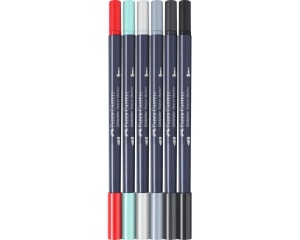Set 6 markere car design profesionale pe baza de alcool 2 capete Goldfaber Faber-Castell FC164813
