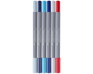 Set 6 Markere cu 2 Capete Lettering Seaside Faber Castell 164519