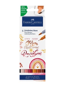 Set 6 markere cu 2 capete Lettering set Boho Faber Castell 164518
