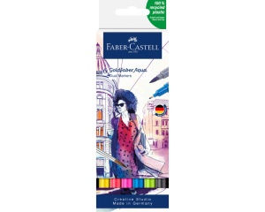 Set 6 markere solubile 2 capete culori de baza goldfaber Faber-Castell 164606