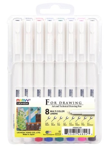 Set 8 linere Multicolor Marvy Uchida for Drawing 4600C-8AX
