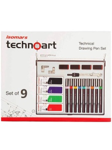Set 9 stilouri tehnice si compas Technoart Isomars 09