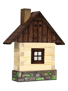 Set cabanuta din lemn decorativa pentru perete Walachia WLWK1C, 39 piese