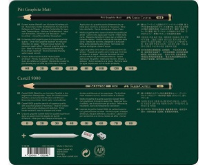 Set creioane grafit mat Castell 9000 si accesorii Faber Castell